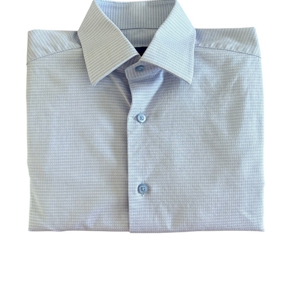 David Donahue Sky Blue Checkered Dress Shirt - Picture 6 of 7